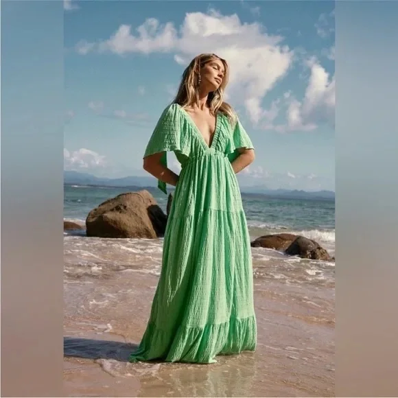 Free People | Dresses | Free People La La Maxi Dress In Glowing Turquoise  Green Nwt S | Poshmark